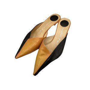 36.5 Angelo Figus 90s Y2K pointed toe color block kitten heel slide mule